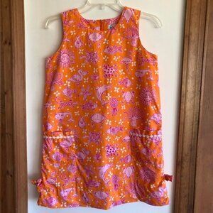 LILLY PULITZER Kris Sea Animals Florida Sun Dress Zesty Orange Pink Girl…